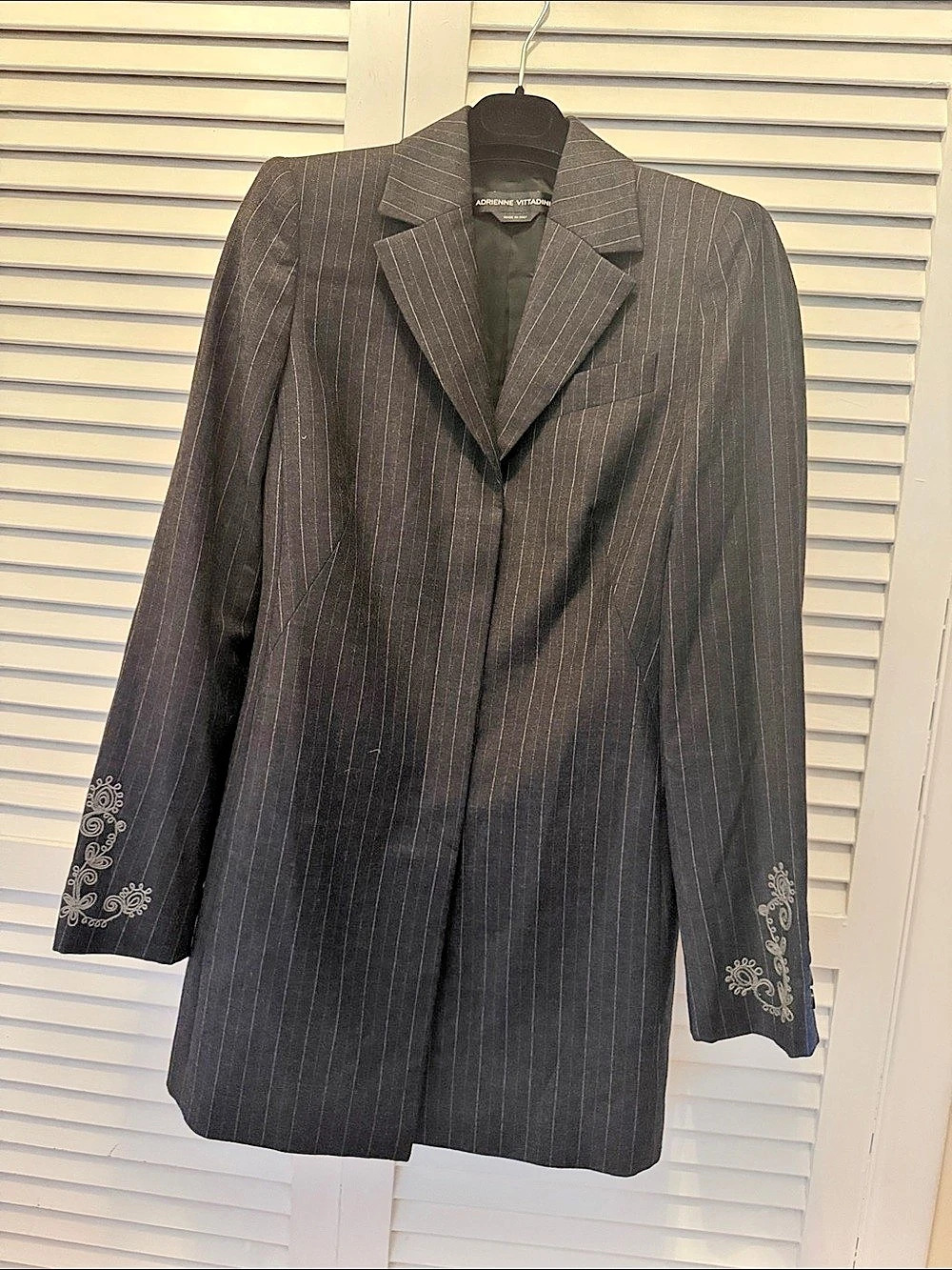 Adrienne Vittadini Dyelot O Pinstripe Wool Cashmere Blazer Size 10 Like New made